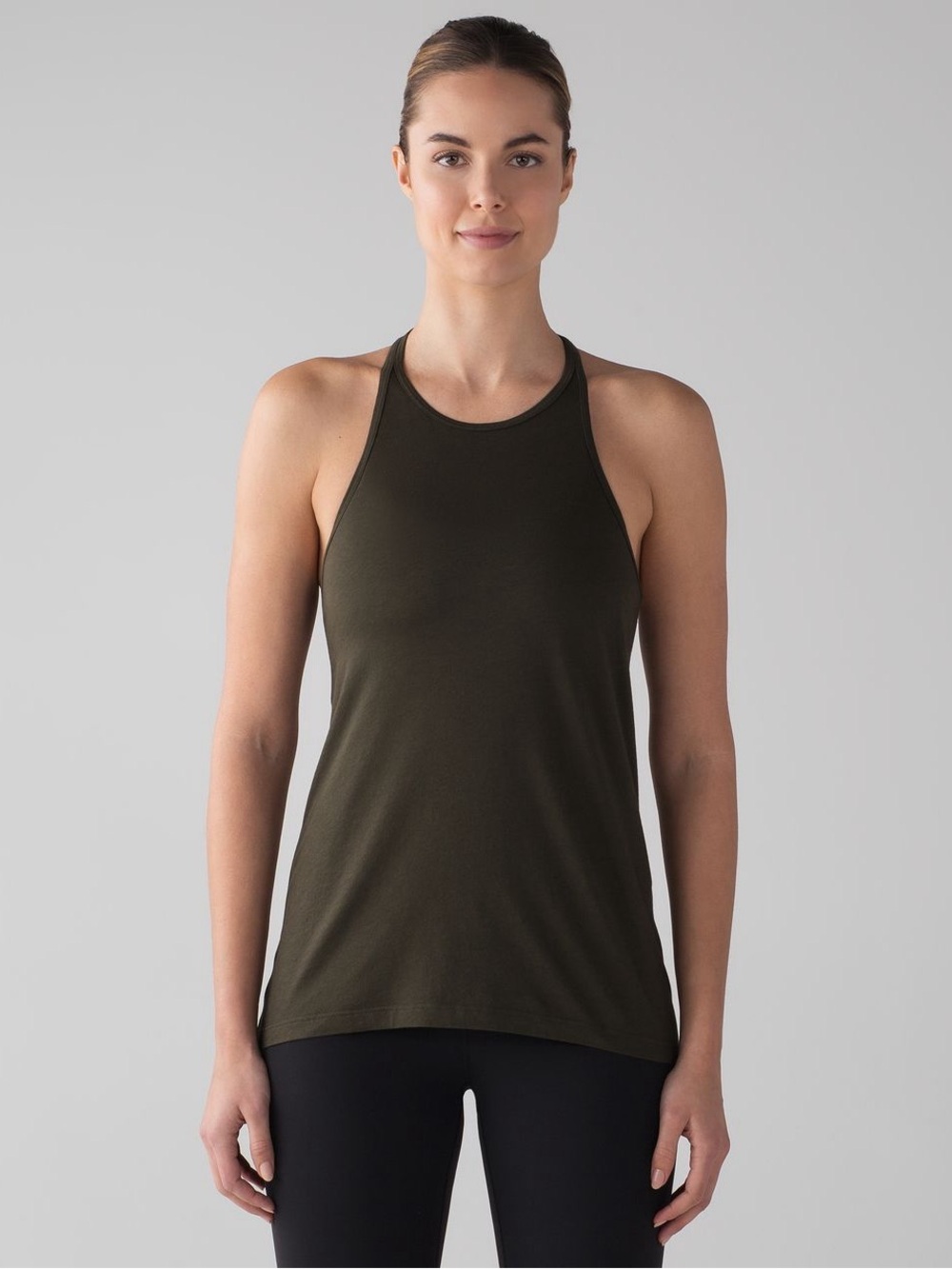 Lululemon Trapeze Racerback Tank Dark Olive Open Back Medium